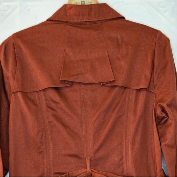Elle Utility Blazer in Red Rust Color Cotton Blend Zip Closure w/Belt Size Small - Picture 5 of 13